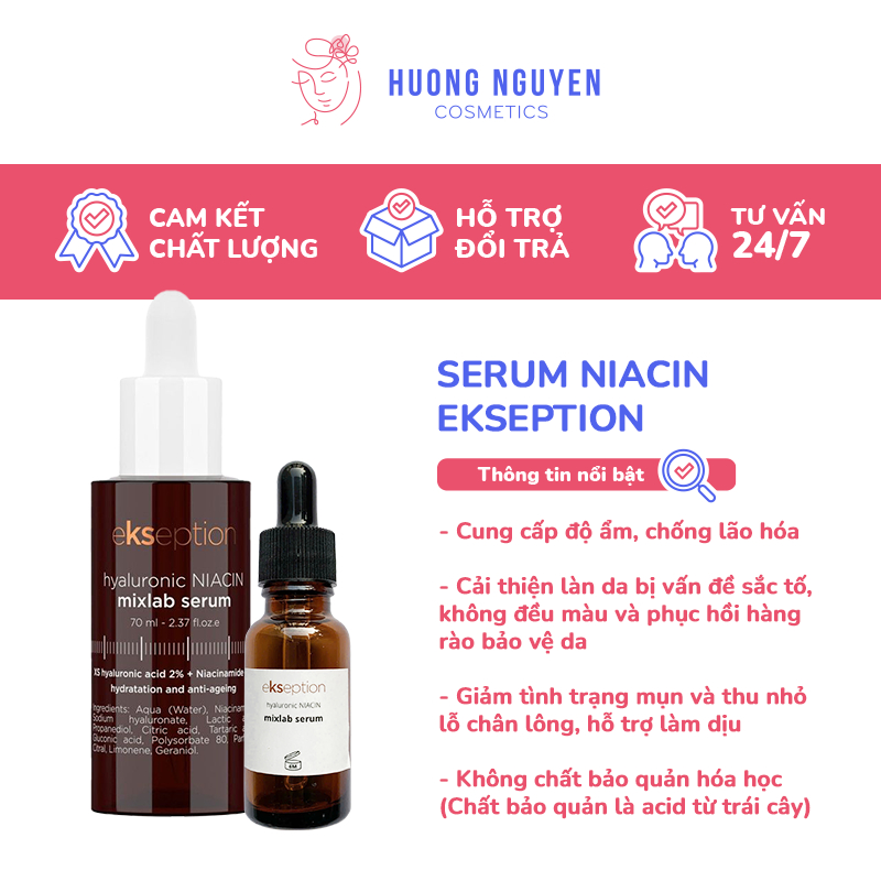 Serum Giảm Mụn & Giảm Thâm Nám, Nếp Nhăn Ekseption Hyaluronic Niacin Mixlab (Tester)