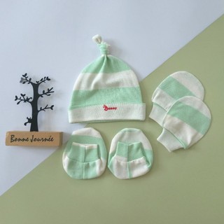 Set mũ + bao tay + bao chân sơ sinh chất đẹp Bunnybaby