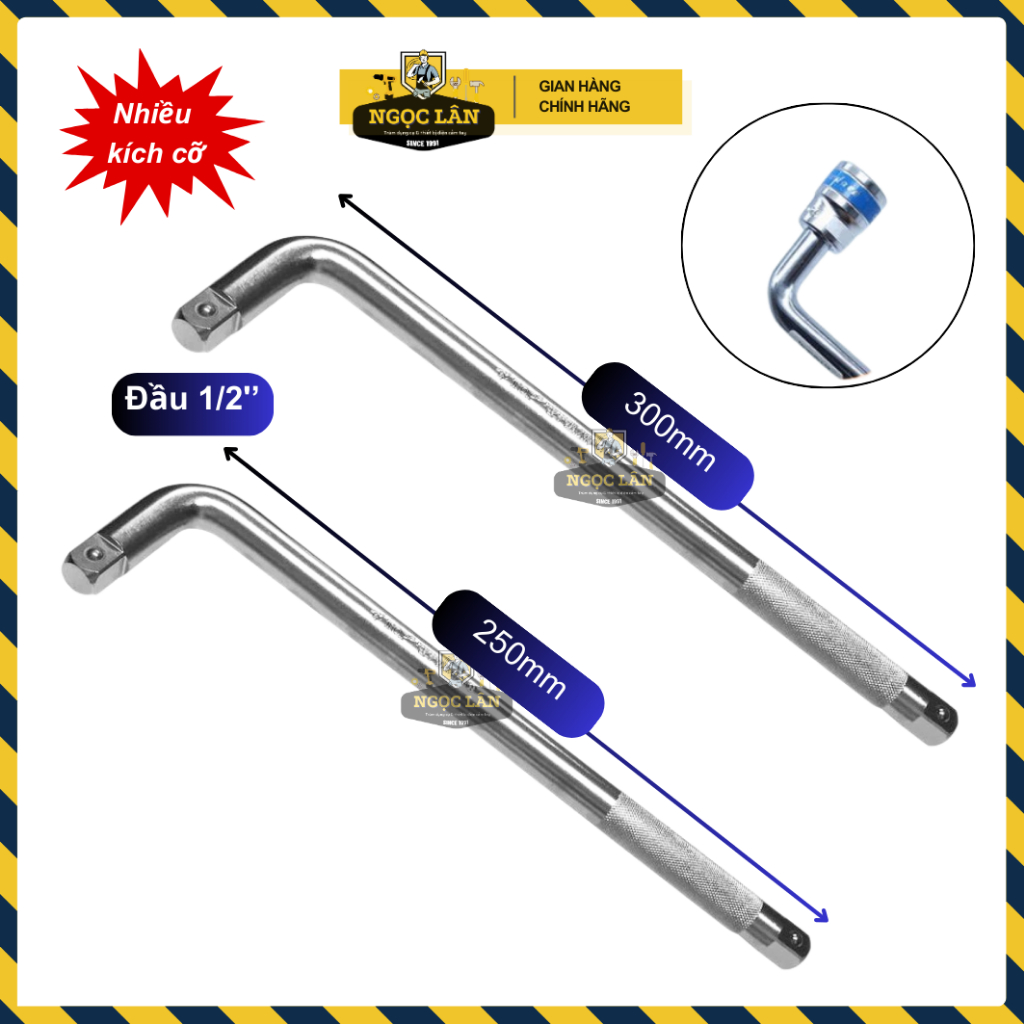 Cần L nối đầu tuýp, cần siết L 1/4 inch, 1/2 inch đủ size hàng chuẩn TOP thợ sửa xe tin dùng