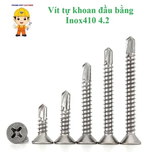 100 cái Vít tự khoan đầu bằng inox410 4.2