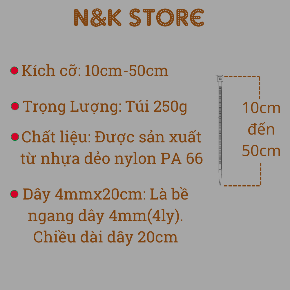 Túi dây rút nhựa 250gam, túi dây thít nhựa đủ size từ 10cm-50cm dẻo dai, chắc chắn