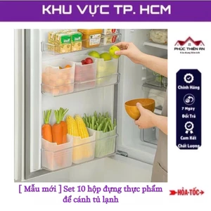 Combo 3 hộp đựng thực phẩm trong suốt để cánh tủ lạnh, chất liệu nhựa siêu bền