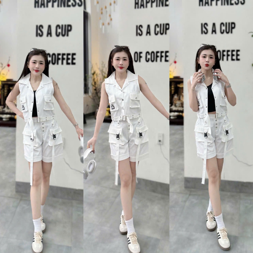 Bộ thể thao nữ chất kaki mềm quần short túi hộp + ao khoác ngoài, đi chơi,tập thể thao...(LT-11)