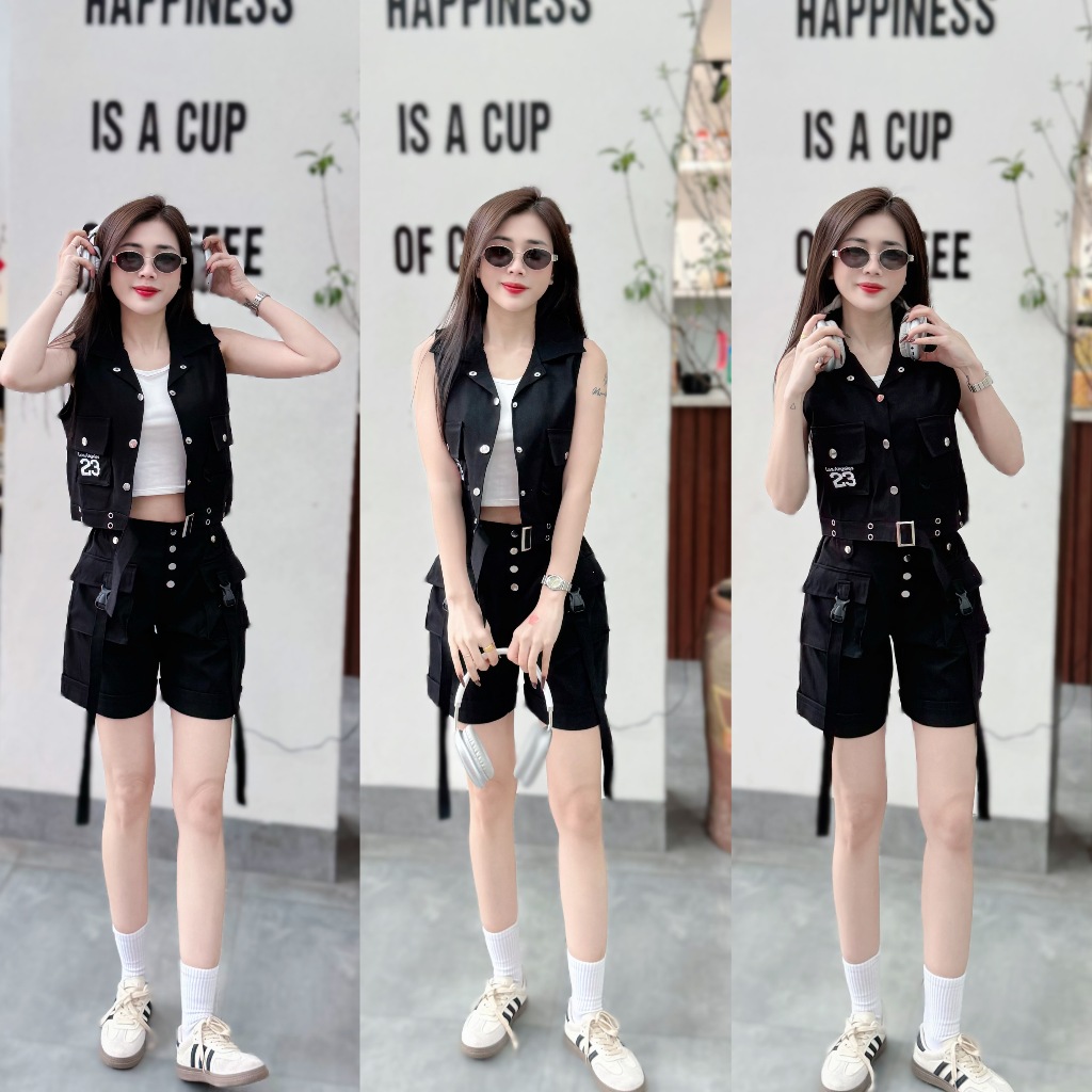 Bộ thể thao nữ chất kaki mềm quần short túi hộp + ao khoác ngoài, đi chơi,tập thể thao...(LT-11)