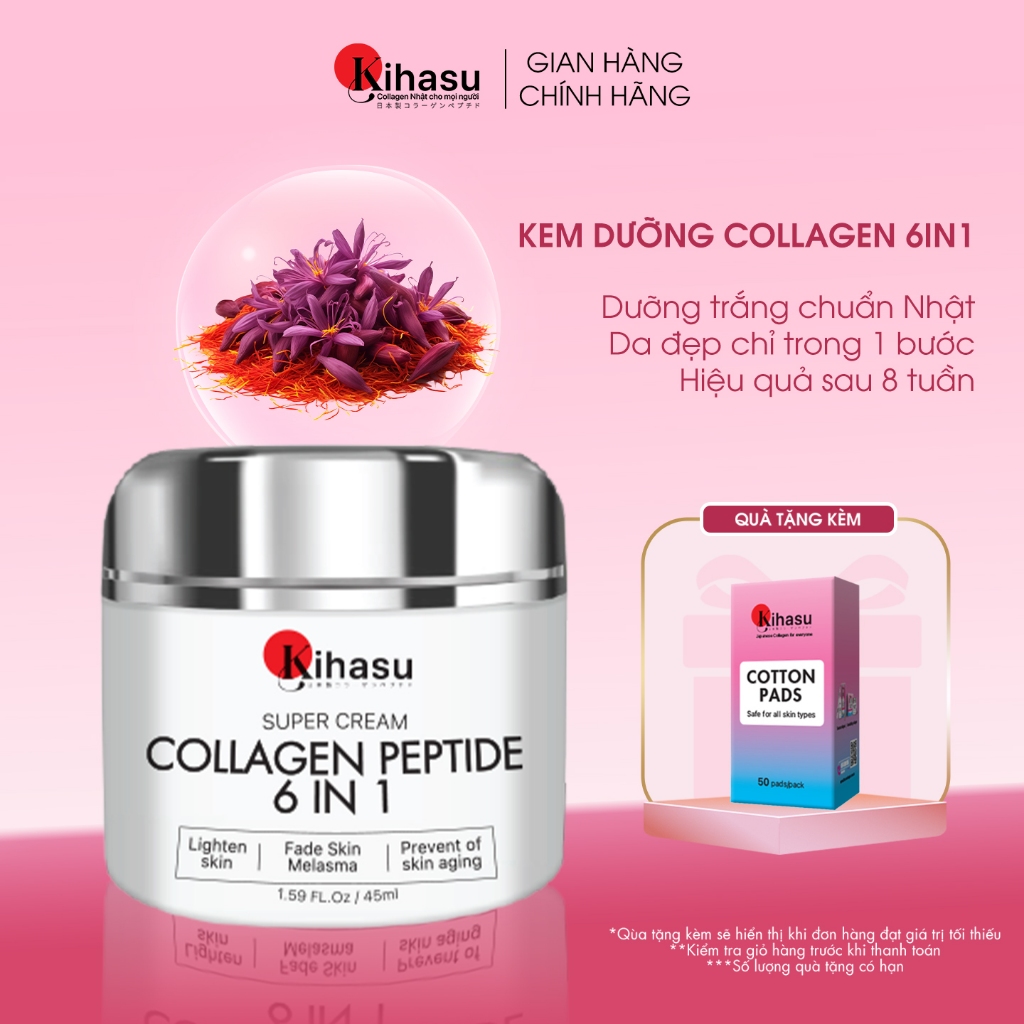 Ảnh Kem Dưỡng Collagen Peptide Kihasu 6in1 Giúp Da Căng Bóng, Trắng Sáng Tự Nhiên, Mờ Nám, Tăng Độ Đàn Hồi Cho Da 1