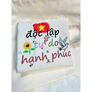 Túi tote vải canvas túi thêu độc lập tự do hạnh phúc kích thước 35x40cm