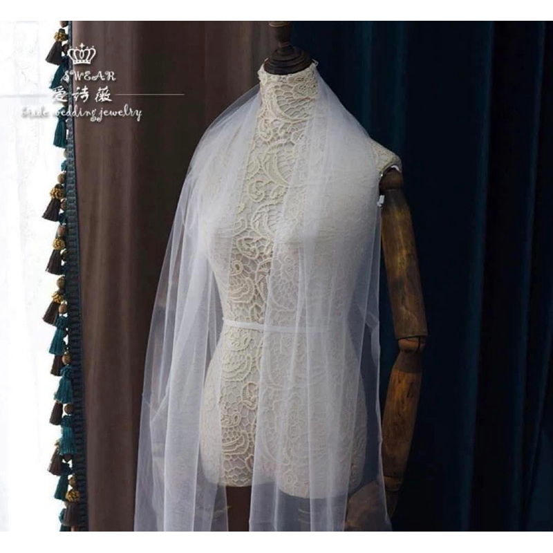 khăn voan choàng cổ cho cô dâu màu trắng tinh