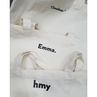 Túi tote, Túi vải bố canvas cotton in tên theo yêu cầu đeo vai thời trang hàn quốc đựng vừa A4 - yc196