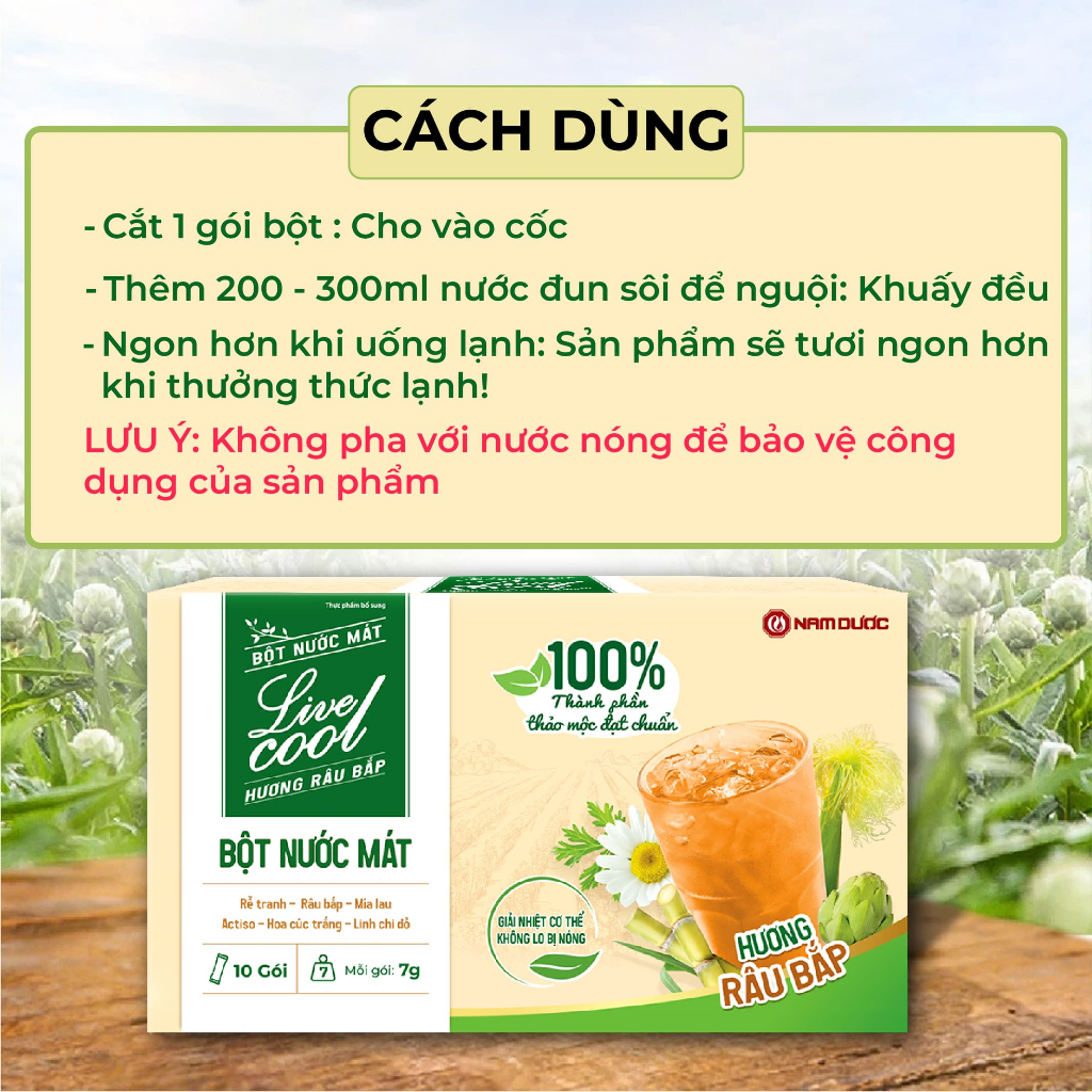 Ảnh Bột nước mát Livecool Nam Dược hương râu bắp 10 góix7g hỗ trợ thanh nhiệt, giải độc, mát gan và thanh lọc cơ thể 4