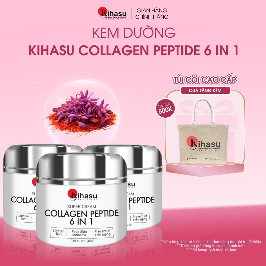 Ảnh Bộ 3 Kem Dưỡng Collagen Peptide Kihasu 6in1 Giúp Da Căng Bóng, Trắng Sáng, Mờ Nám, Chống Lão Hóa, Làm Giảm Nếp Nhăn 1