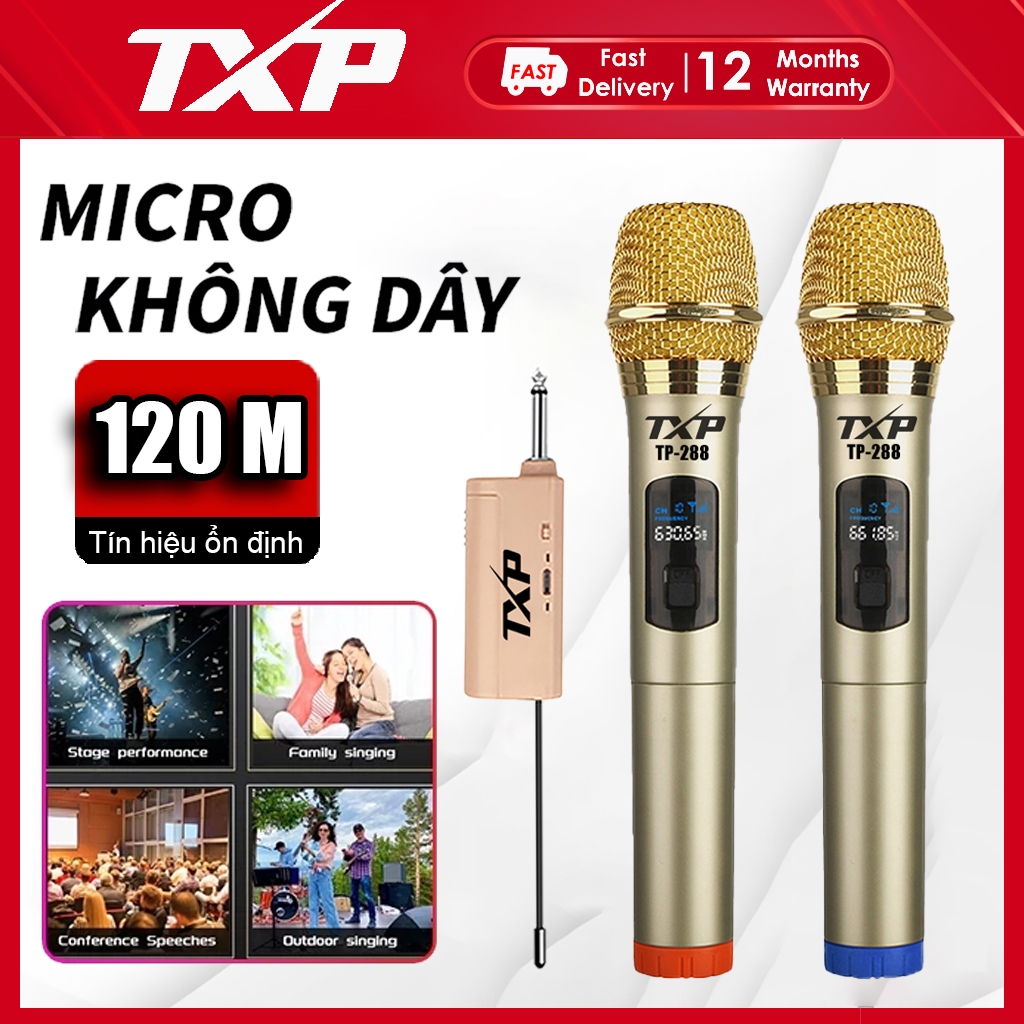 Product image TXP TP-288 Bộ Micro Karaoke Không Dây Chuyên Nghiệp Hoạt Động Với Tất Cả Các Loa, Bộ Khuếch Đại, Âm Thanh Kỹ Thuật Số 1