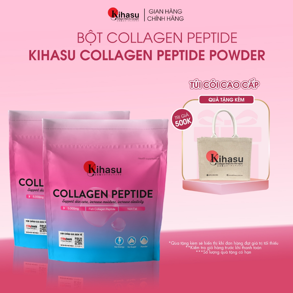 Ảnh Combo bột Kihasu collagen peptide: giúp sáng da, trắng da bạn, mờ nám sạm đốm nâu trên da 1