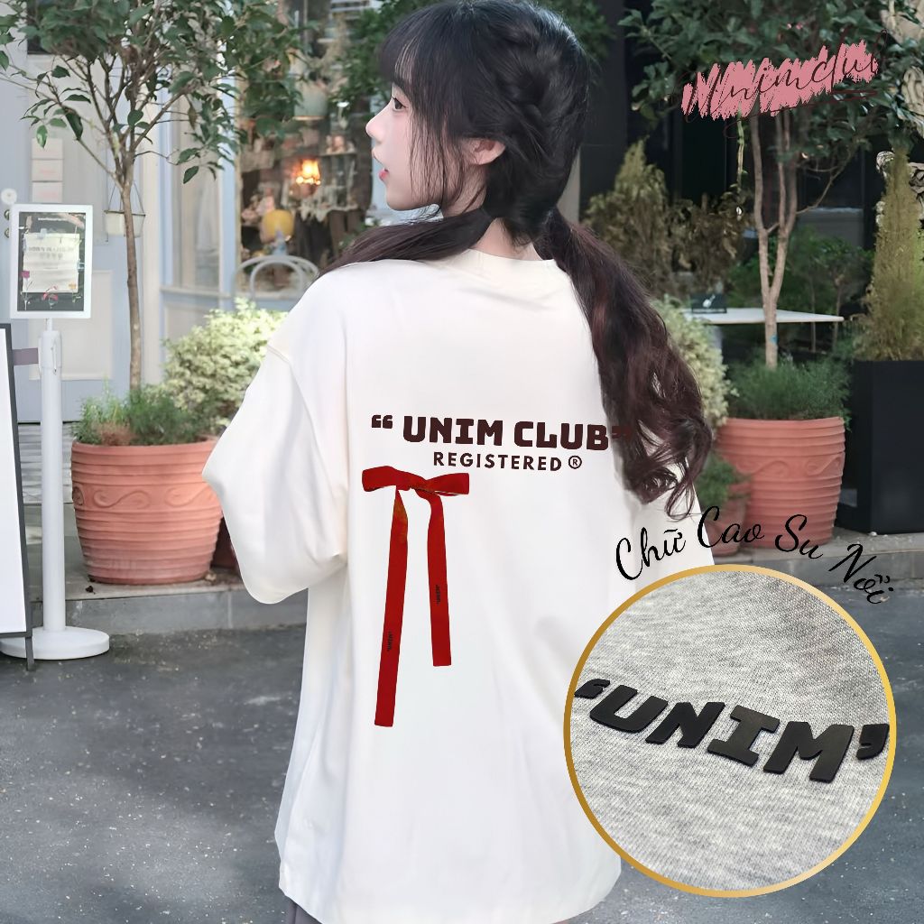 [Tặng Kèm Nơ Lụa] Áo Thun Nơ Lụa In Cao Su Nổi Unim Club Hottrend Nhiều Màu Vải Cotton 250 Gsm Cao Cấp - APN