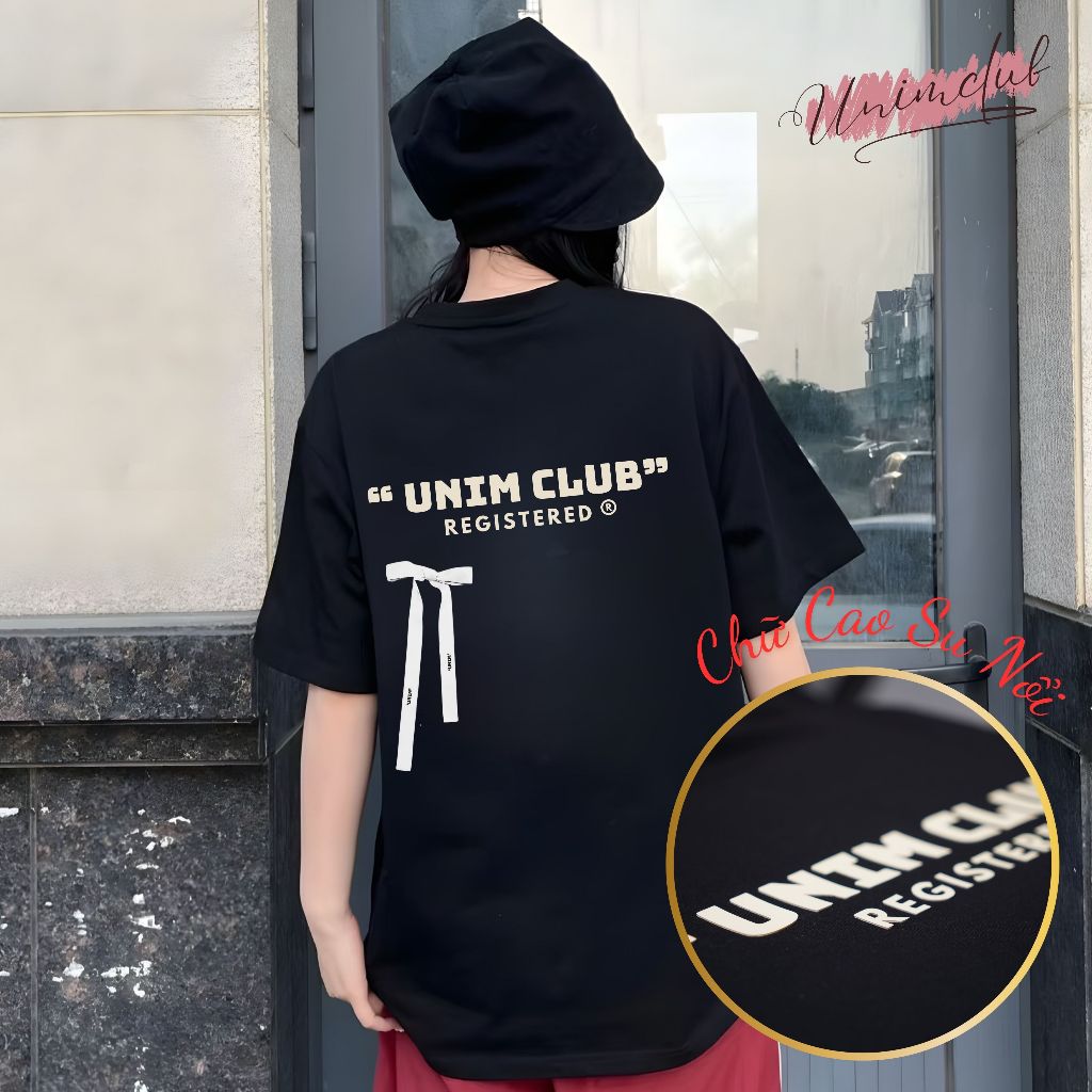 [Tặng Kèm Nơ Lụa] Áo Thun Nơ Lụa In Cao Su Nổi Unim Club Hottrend Nhiều Màu Vải Cotton 250 Gsm Cao Cấp - APN