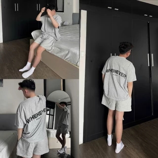 Set Bộ Thể Thao Cộc Đùi In Họa Tiết Chữ WHERER Form Rộng Unisex Nam Nữ Mặc Được