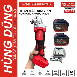 Thân Máy Mài Pin THPRO CÓ CHỐNG KHỞI ĐÔNG LẠI động cơ lõi đồng không chổi than, tem dập nổi, chân pin phổ thông
