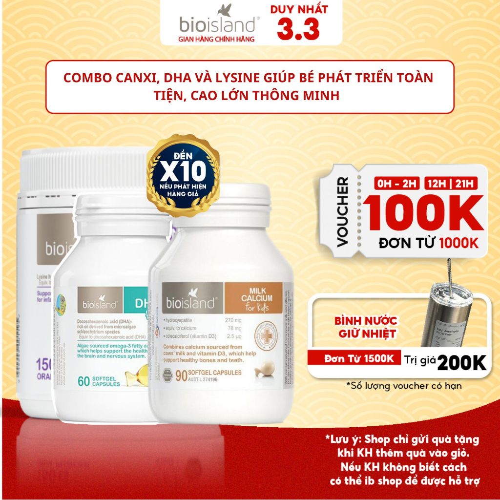 Combo canxi sữa, lysine và DHA BioIsland product image