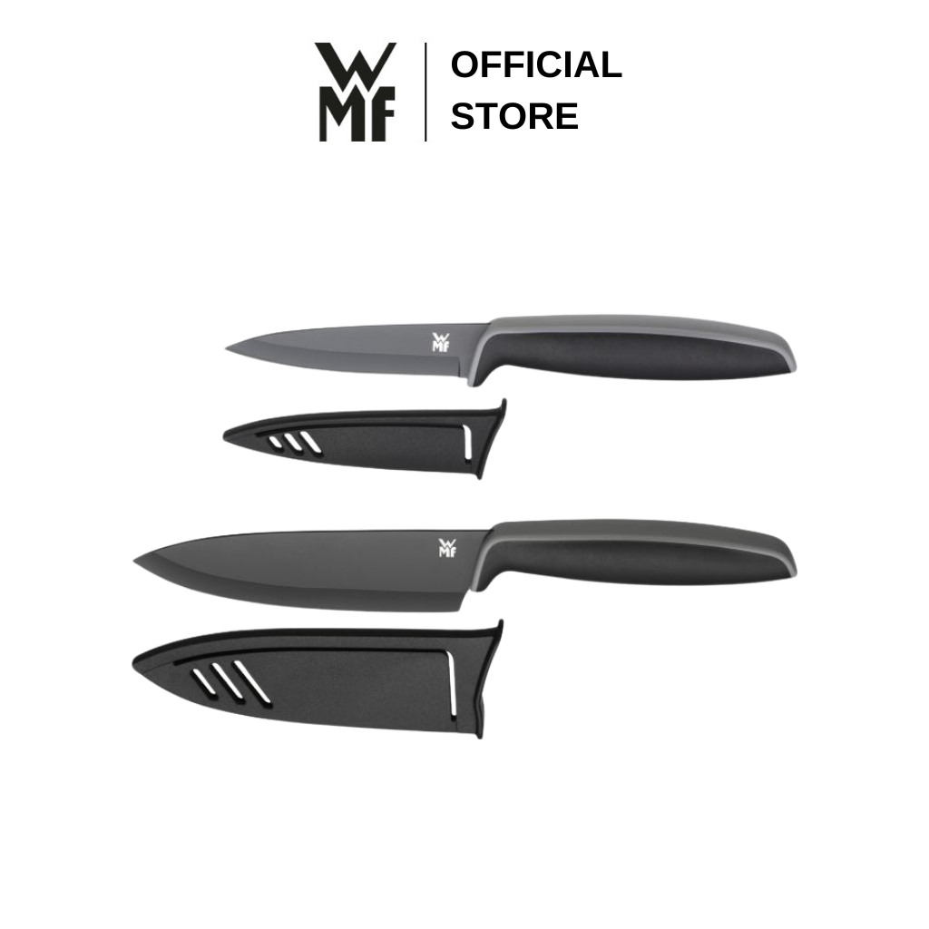 Ảnh Bộ 2 Dao Thái Màu Đen, Đỏ WMF TOUCH Chất Liệu Thép Không Gỉ, Tay Cầm Bằng Nhựa, Có Nắp Bảo Vệ 1