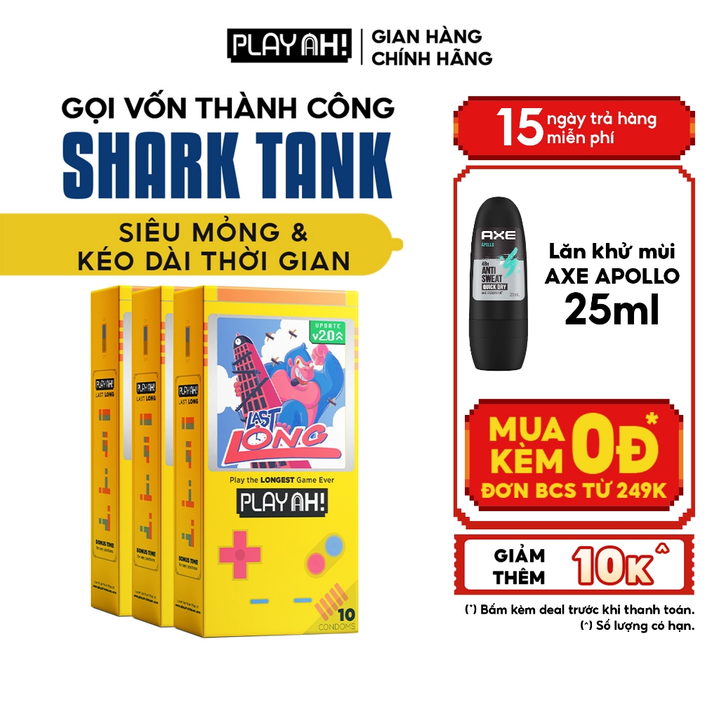 Ảnh Combo 2 hộp/3 hộp Bao Cao Su PlayAh Last Long Siêu Mỏng Kéo Dài Thời Gian Hộp 10 bao size 52mm 2