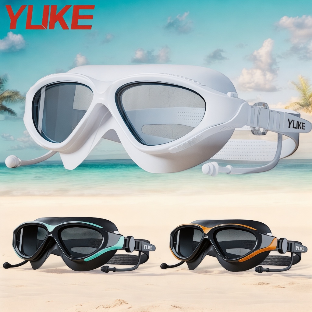Kính bơi người lớn YUKE YJ8027, mắt kính lớn, đệm kính dày, chống sương, chống tia UV