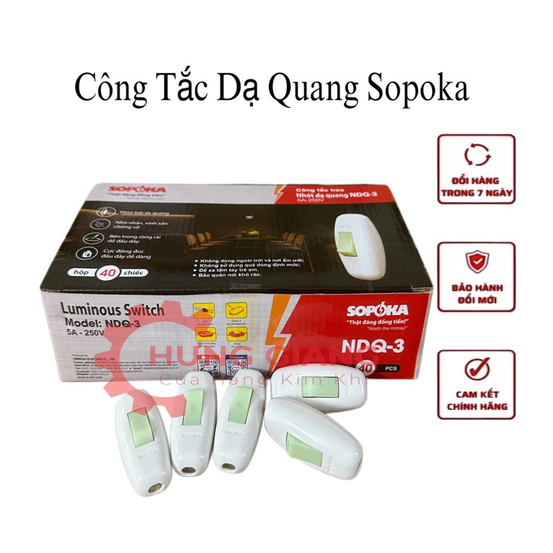 5 CÁI Công Tắc Đơn Sopoka, Công Tắc Quả Nhót Dạ Quang NDQ-3