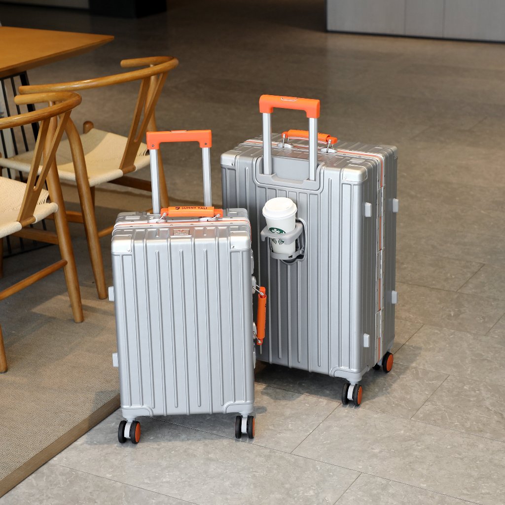 Vali SUNNY Raymond - vali khung nhôm nhựa PC + ABS - ngăn đựng cốc