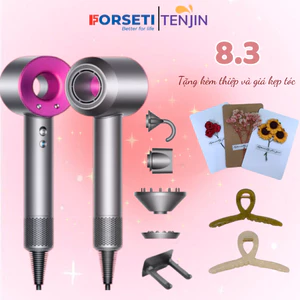 Máy Sấy Tóc FORSETI Supersonic Ion Âm Tốc Độ Cao 2 Chiều Nóng Lạnh, Thiết Kế Không Cánh Quạt Kèm 5 Đầu Sấy