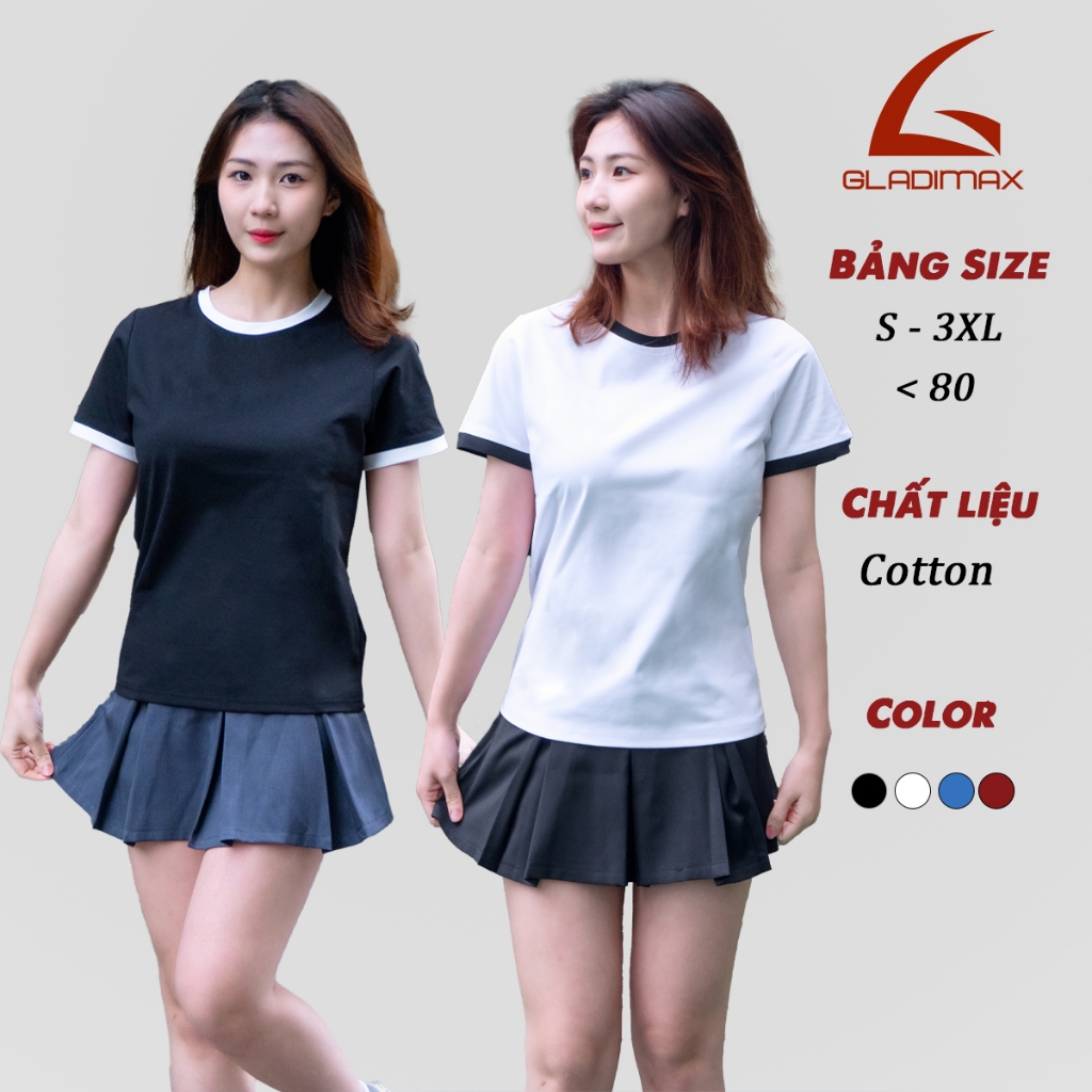 Ảnh GLADIMAX Áo Thun Cổ Tròn Phối Cổ TS154  l SỢI BÔNG MỸ KHÔNG TẠP CHẤT l T-shirt Nữ Cá Tính 1