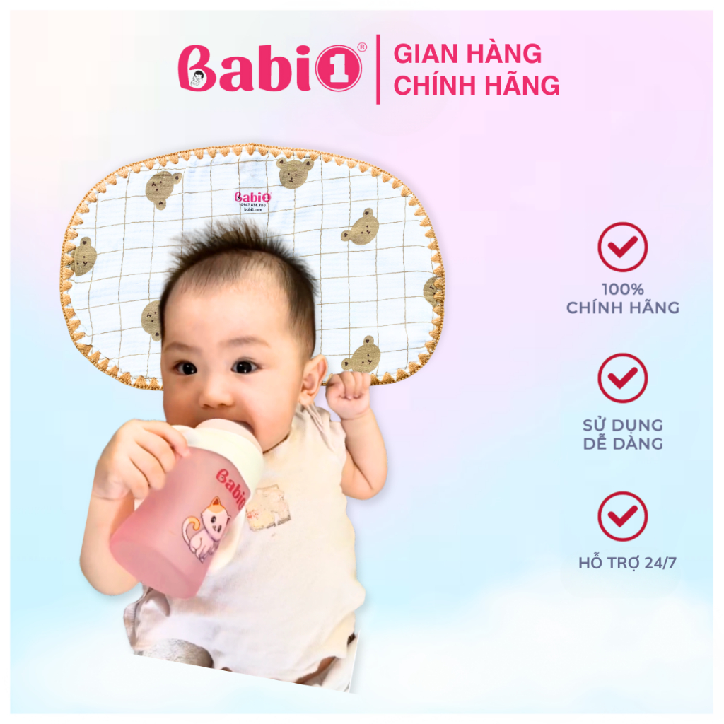 Gối Xô Sơ Sinh BABIONE Gối Cho Bé Sơ Sinh Từ 0 Đến 3 Tuổi Sợi Tre Muslin 10 Lớp Siêu Mềm Mịn