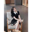 Đầm nữ, váy nữ thiết kế tuyết mưa cổ bẻ đính đá siêu sang có quần lót trong Fizano HCOM25395