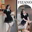 Đầm nữ, váy nữ thiết kế tuyết mưa cổ bẻ đính đá siêu sang có quần lót trong Fizano HCOM25395