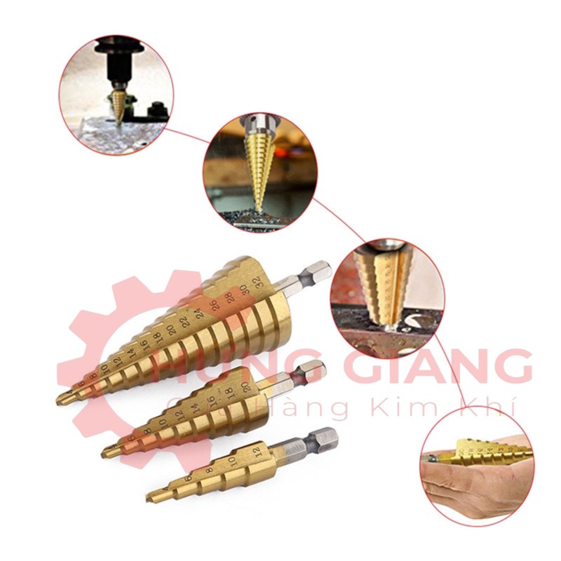 Bộ 3 Mũi Khoan Tháp Đa Năng WORKZONE 4-12mm 4-20mm 4-32mm