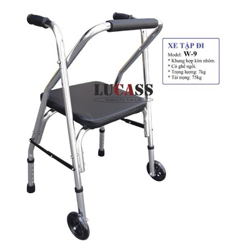 Khung tập đi có ghế ngồi bằng nhôm Lucass W9