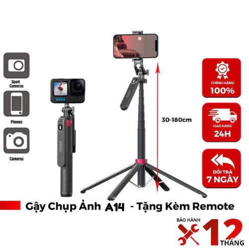 Gậy Chụp Ảnh Selfie 4 Chân A14 1M8 Review: Giá 158K, Có Tốt Không?