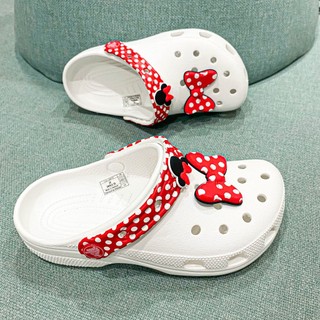 Dép Sục classic Disney Minnie Mouse trẻ em tặng kèm jibbitz nơ to y hình, sục chuột mickey nhựa eva kháng khuẩn tốt