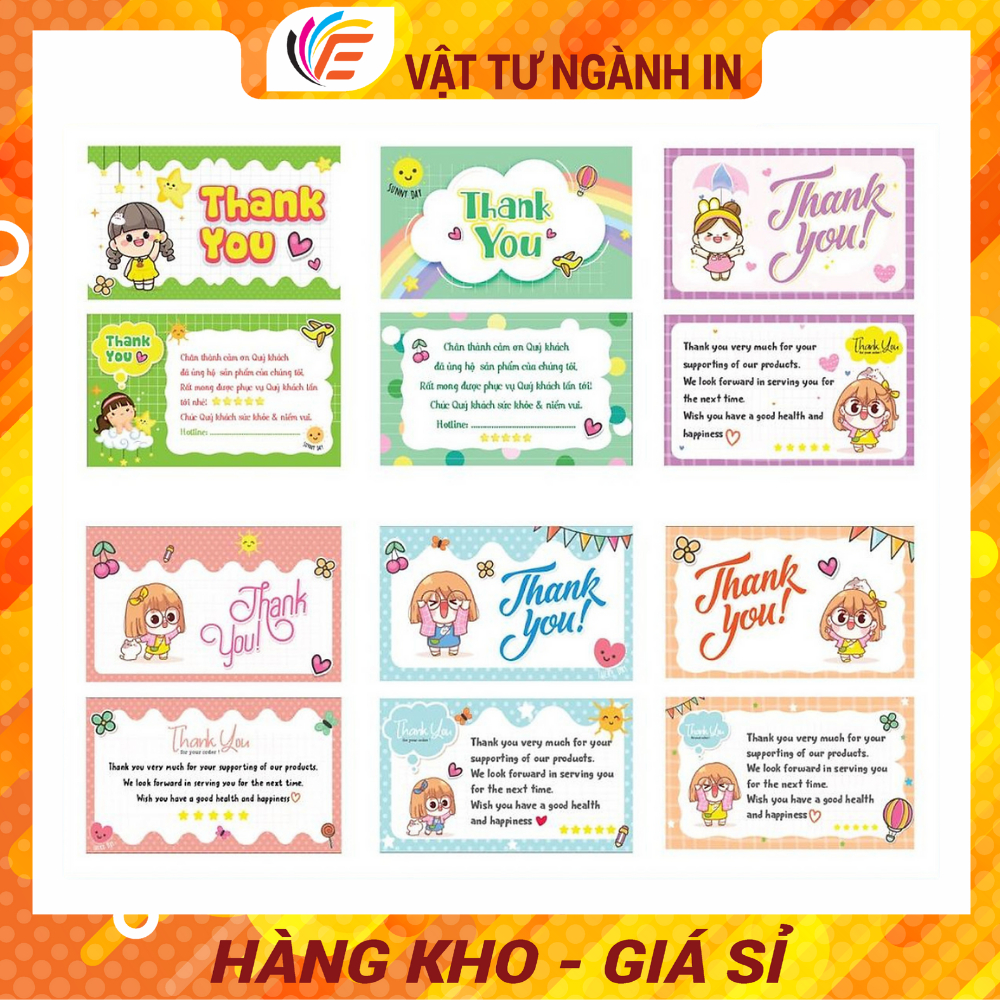 Card Cảm Ơn Thiệp Thank You Thẻ Cảm ơn - CHỌN MẪU - Hộp 100 Cái - Có nhận số lượng ít