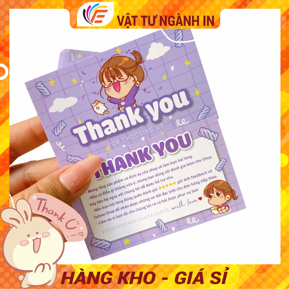 Card Cảm Ơn Thiệp Thank You Thẻ Cảm ơn - CHỌN MẪU - Hộp 100 Cái - Có nhận số lượng ít