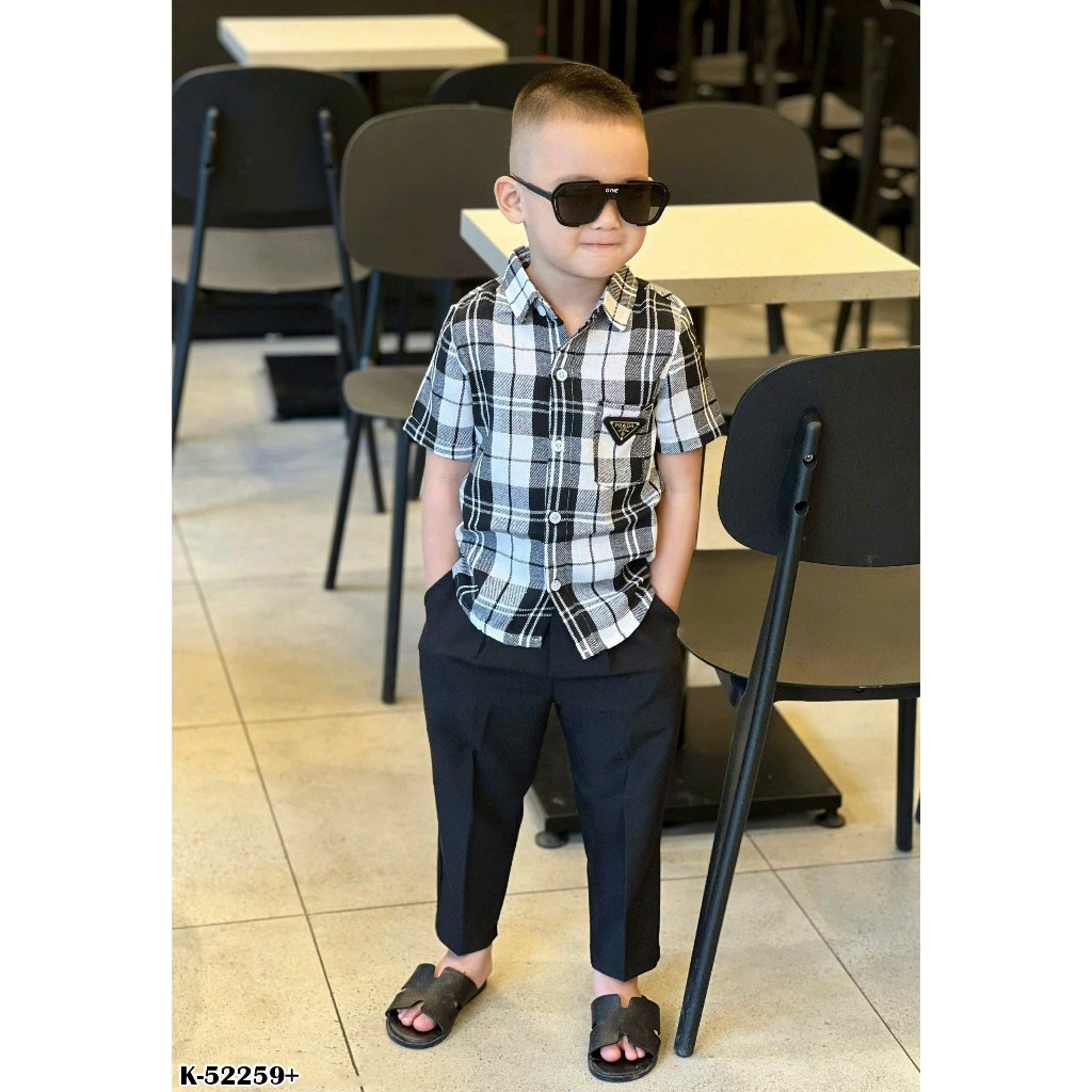 Áo Sơ Mi Nam Cộc Tay Pờ Ra Đa Kẻ Sọc Mới Nhất - Áo Sơ Mi Cộc Tay Bé Trai Đi Học Siêu Đẹp