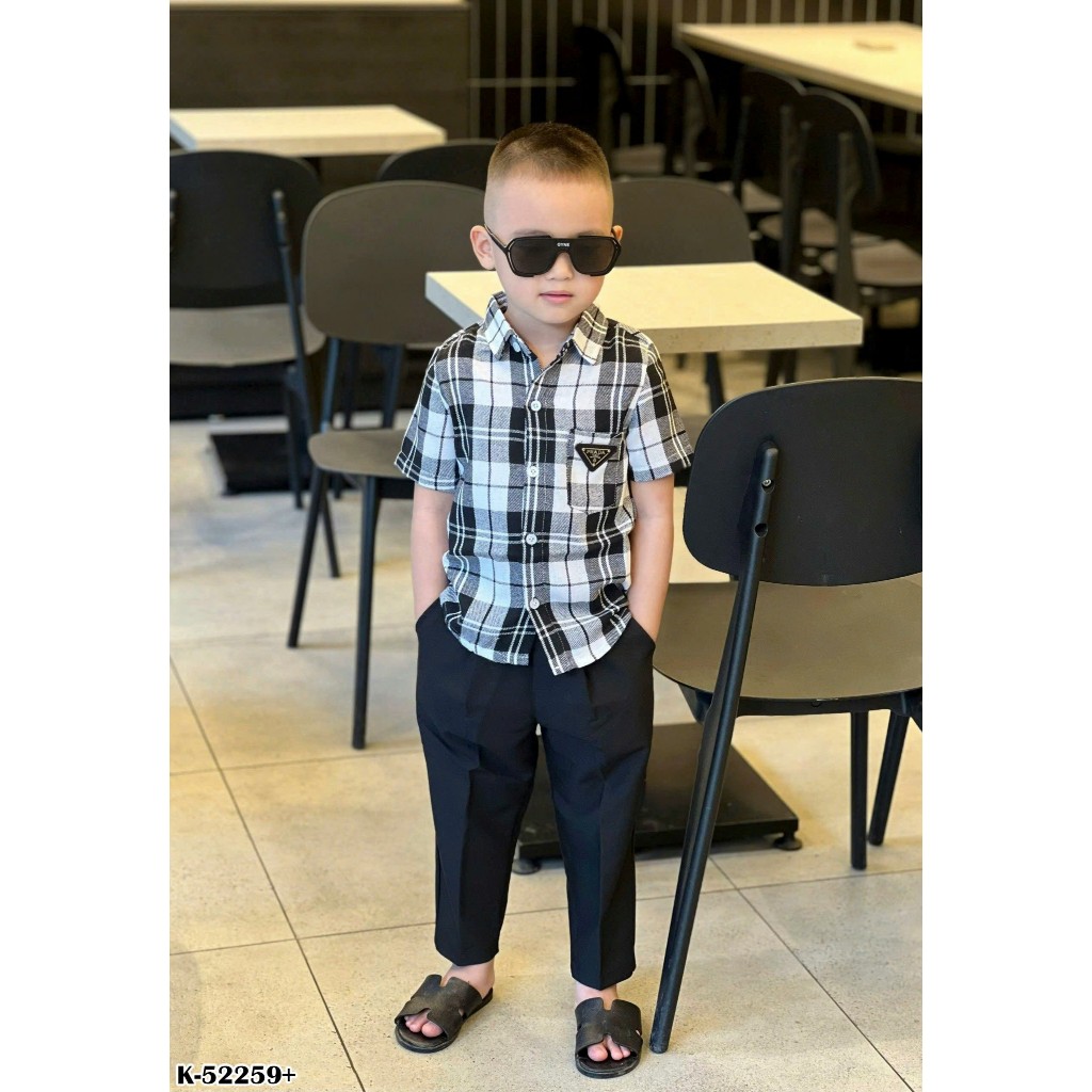 Áo Sơ Mi Nam Cộc Tay Pờ Ra Đa Kẻ Sọc Mới Nhất - Áo Sơ Mi Cộc Tay Bé Trai Đi Học Siêu Đẹp
