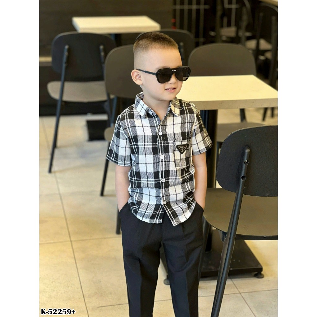 Áo Sơ Mi Nam Cộc Tay Pờ Ra Đa Kẻ Sọc Mới Nhất - Áo Sơ Mi Cộc Tay Bé Trai Đi Học Siêu Đẹp