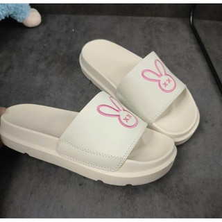 Dép Quai Ngang Nữ Thêu Thỏ Rabbit Town Trendy, Đế Cao 4Cm, Không Trơn Trượt, Hỗ Trợ Đổi Size