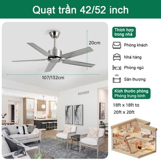 【COD】Quạt trần Gogeous Thép không gỉ trang trí phòng khách quạt trần dc No đèn