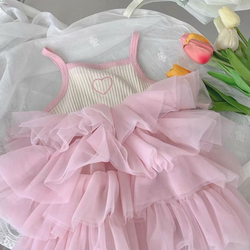 (Order) Váy 2 dây hình trái tim bồng xoè tầng phù hợp đi chơi, sinh nhật dành cho bé gái