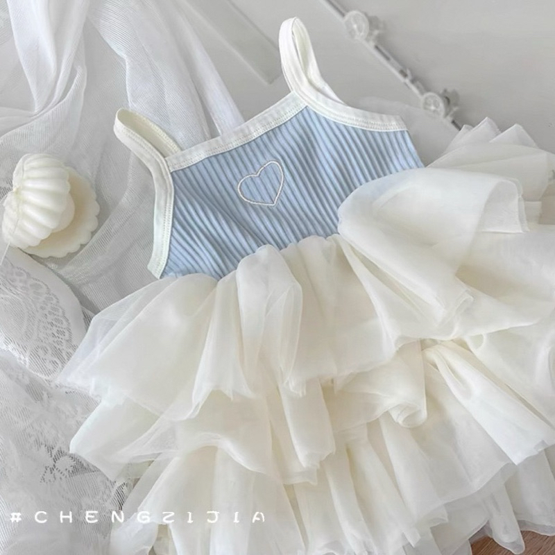 (Order) Váy 2 dây hình trái tim bồng xoè tầng phù hợp đi chơi, sinh nhật dành cho bé gái