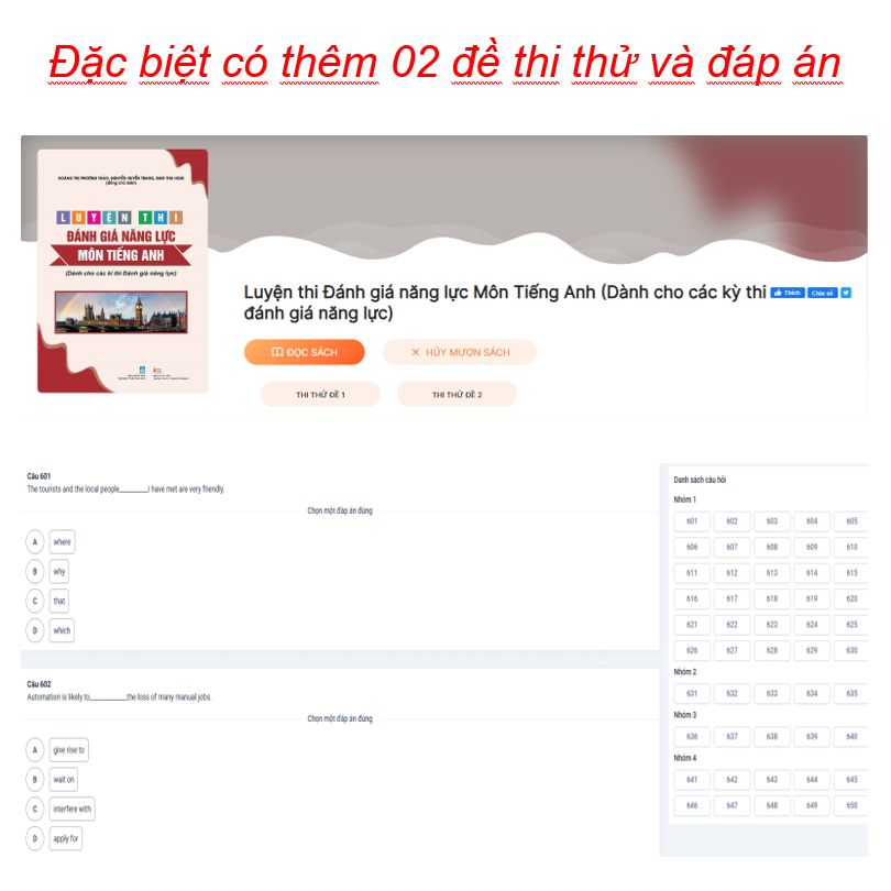 Ảnh Sách Luyện thi Đánh giá Năng lực Môn Tiếng Anh 2