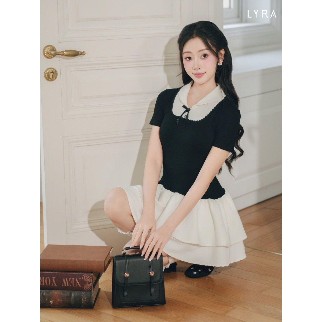 Ảnh LYRA DESIGN - Váy đầm nữ ngắn tay thiết kế Meli Dress cổ yếm cách điệu phối nơ chân váy xòe style tiểu thư - LWNVD030 4