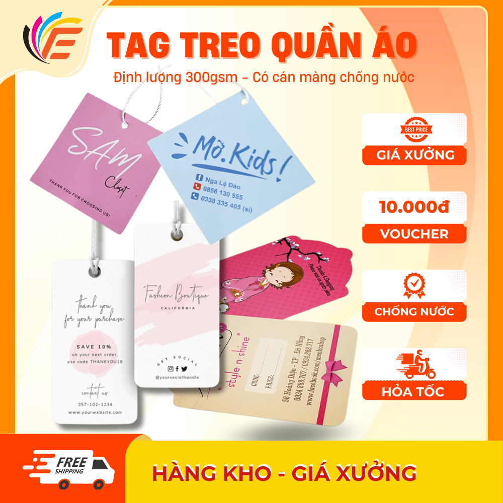 Tag Treo Mác Treo Quần Áo Thẻ Treo Thời Trang - Đủ kích thước - Mẫu mã - Có in số lượng ít