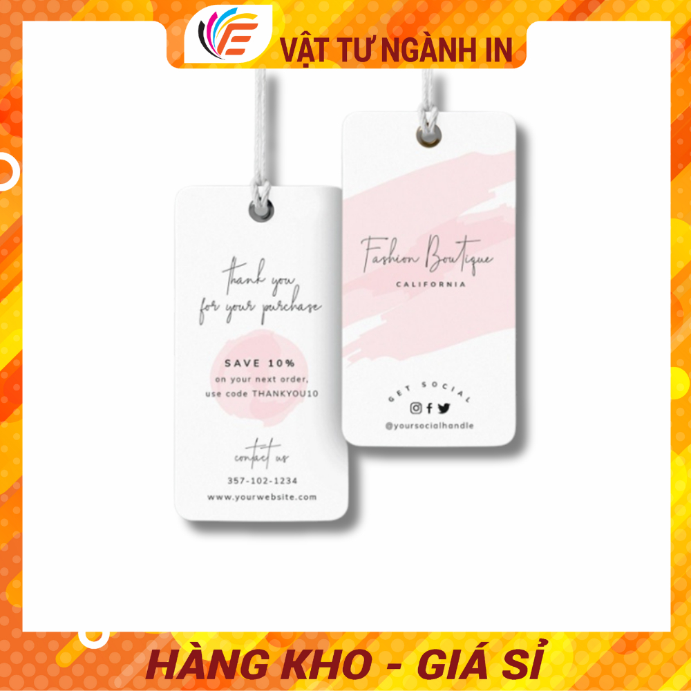 Tag Treo Mác Treo Quần Áo Thẻ Treo Thời Trang - Đủ kích thước - Mẫu mã - Có in số lượng ít