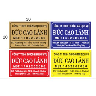 ( HỎA TỐC ) Bảng công ty, bảng hộ kinh doanh chất liệu mica kích thước 20*30cm