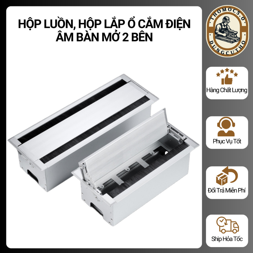 HỘP ĐIỆN ÂM BÀN MỞ 2 CHIỀU CHUYÊN DÙNG NẮP ĐẶT Ổ CẮM DÂN DỤNG - DÙNG CHO BÀN HỌP, BÀN LÀM VIỆC